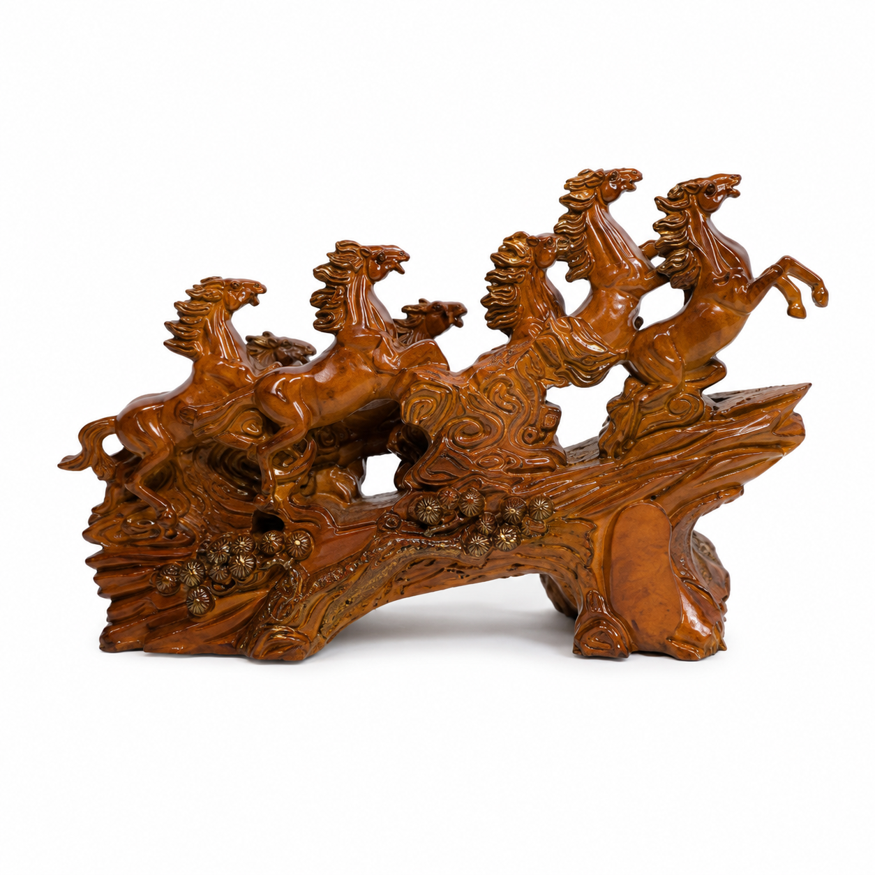 Running Horses Wooden Showpiece