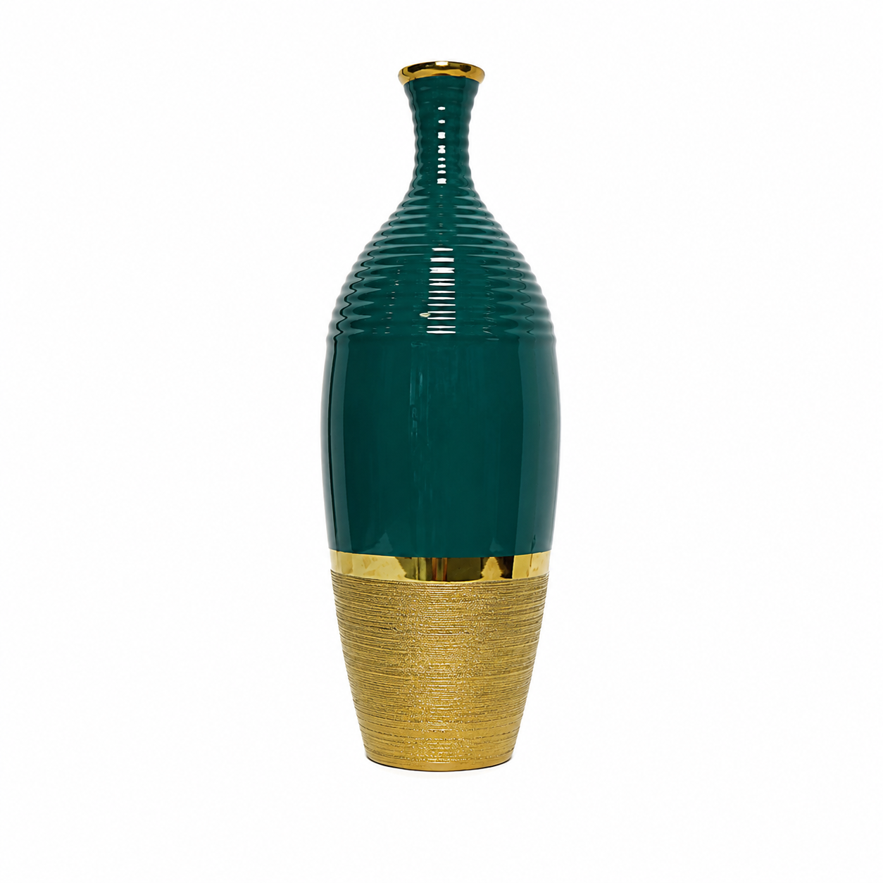 Green & Gold Ceramic Vase