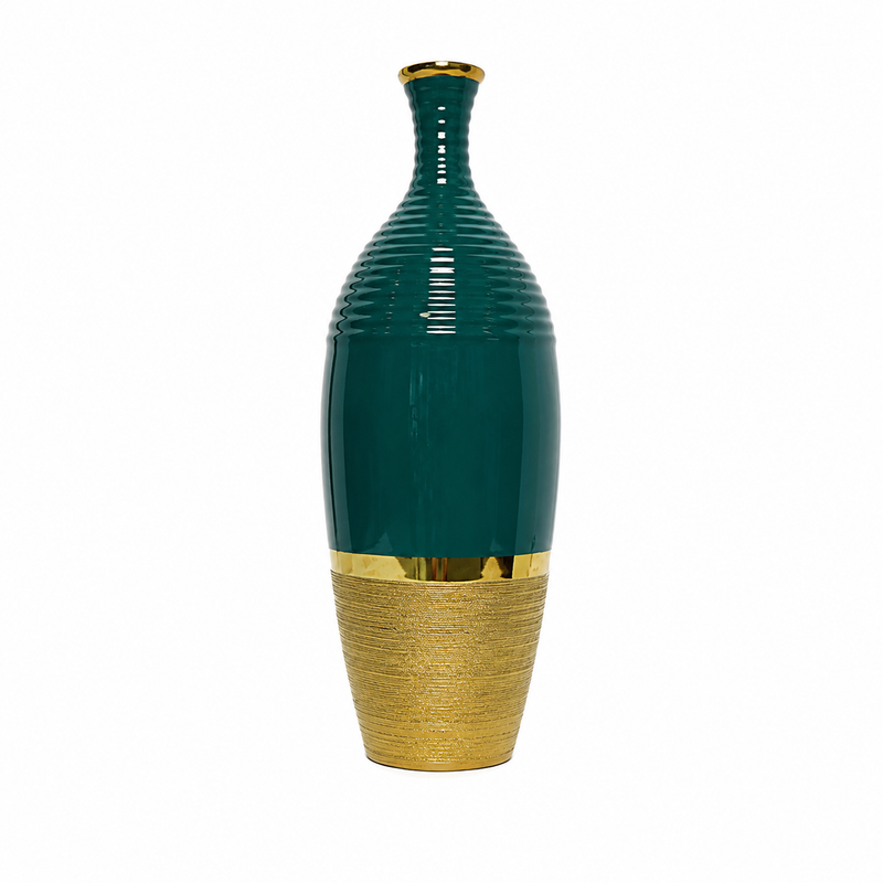 Green & Gold Ceramic Vase