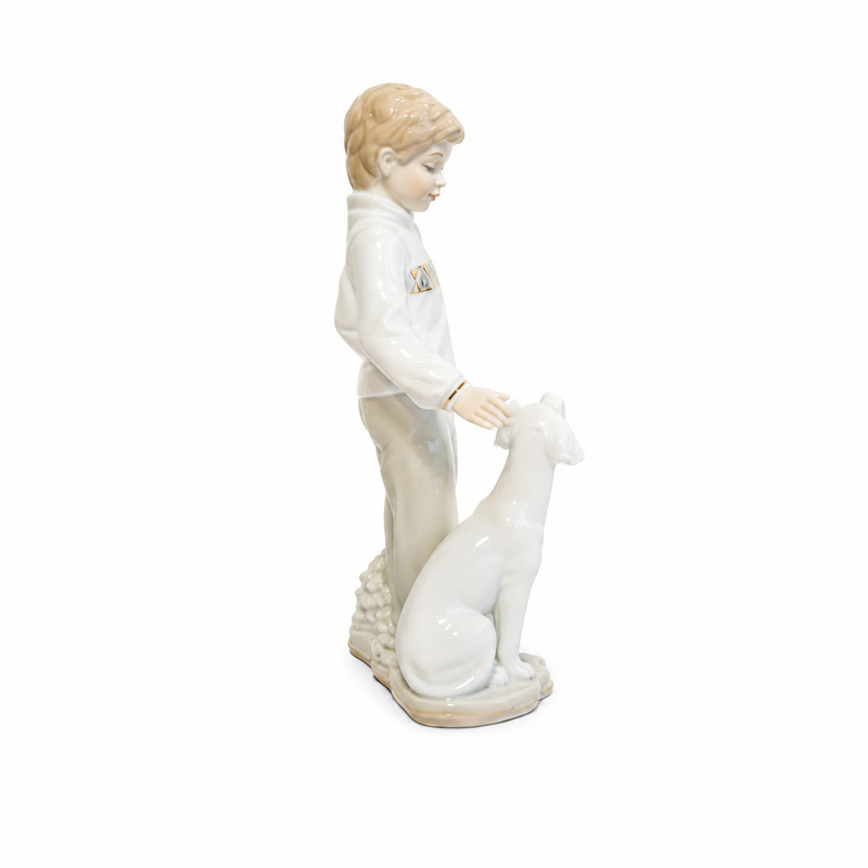 Boy with Dog Porcelain Figurine