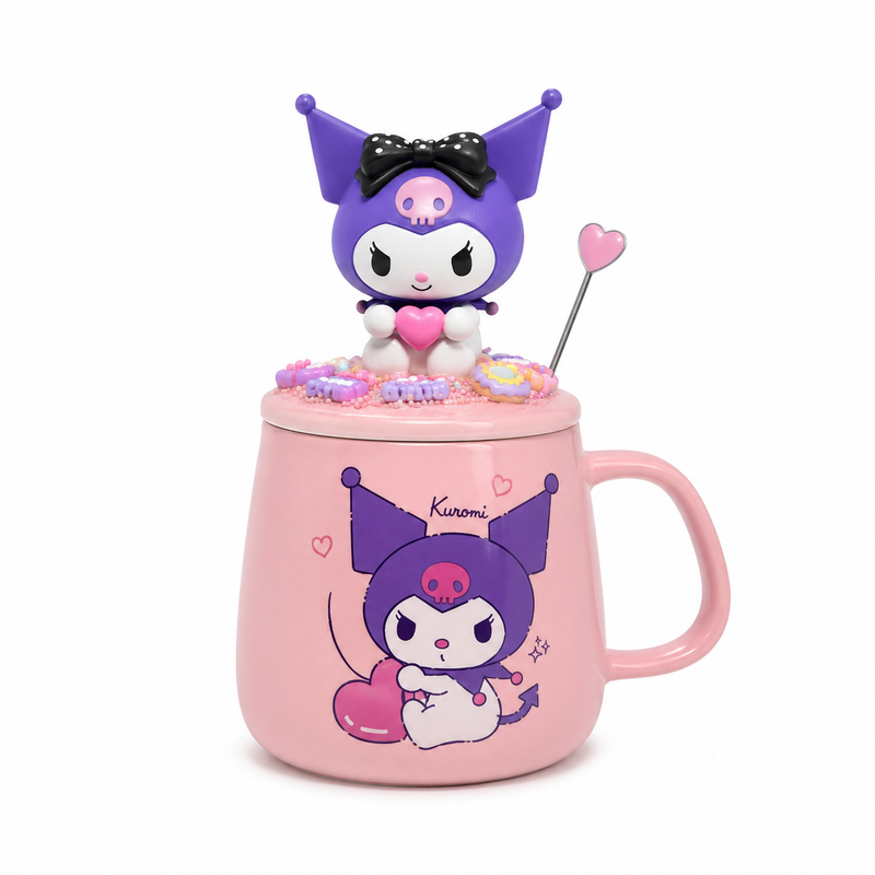 Cute Kuromi Ceramic Mug with Lid