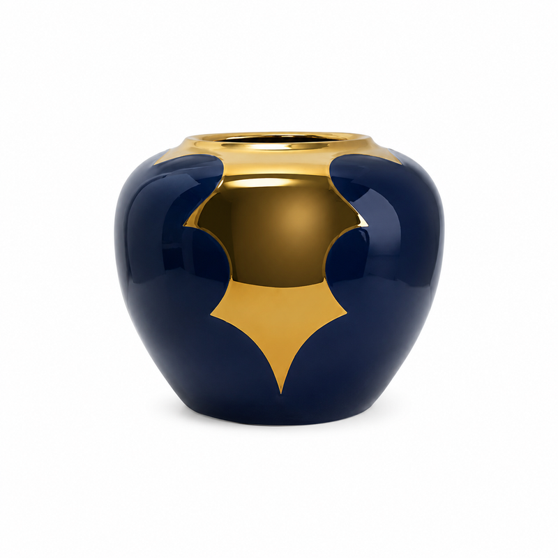 Blue & Gold Ceramic Vase
