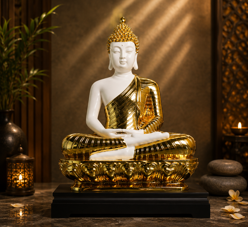 Gautam Buddha Gold Plated Poly Stone Showpiece