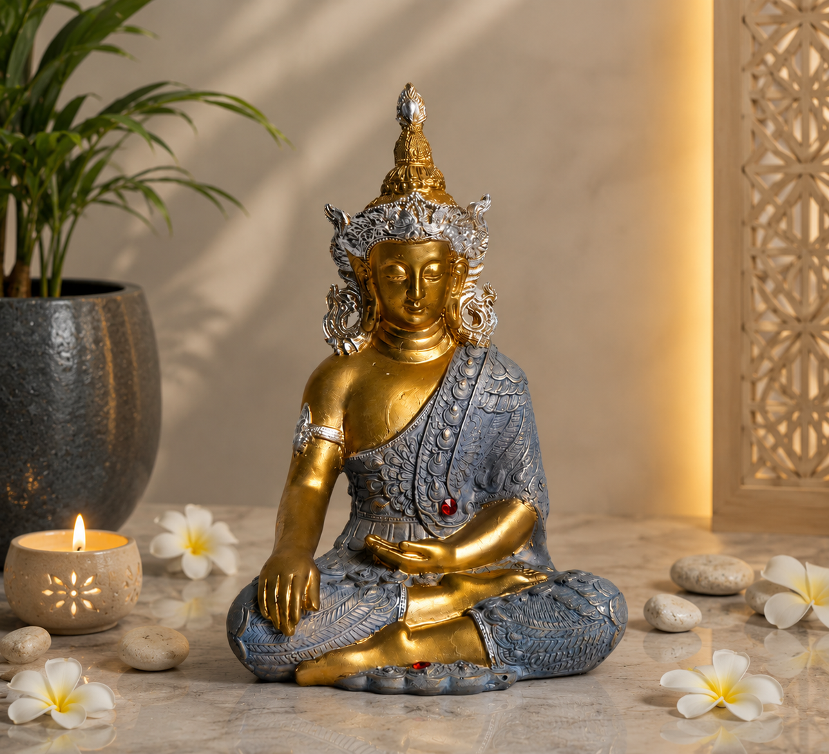 Gautam Buddha Antique Polyresin Showpiece