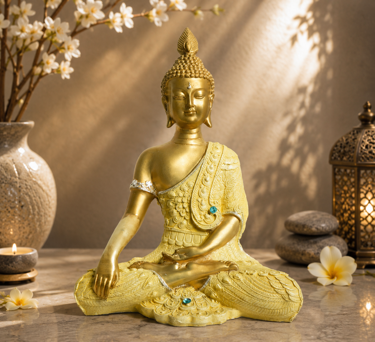Gautam Buddha Antique Polyresin Showpiece