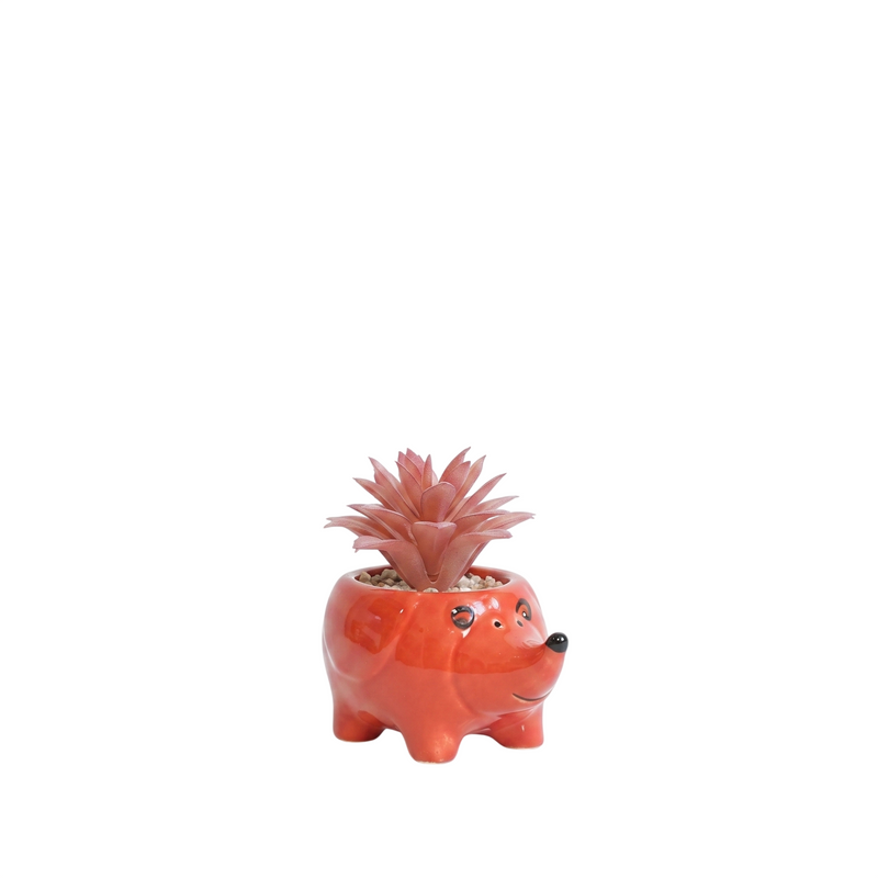 Mini Ceramic Animal Succulent Pot with Faux Plant
