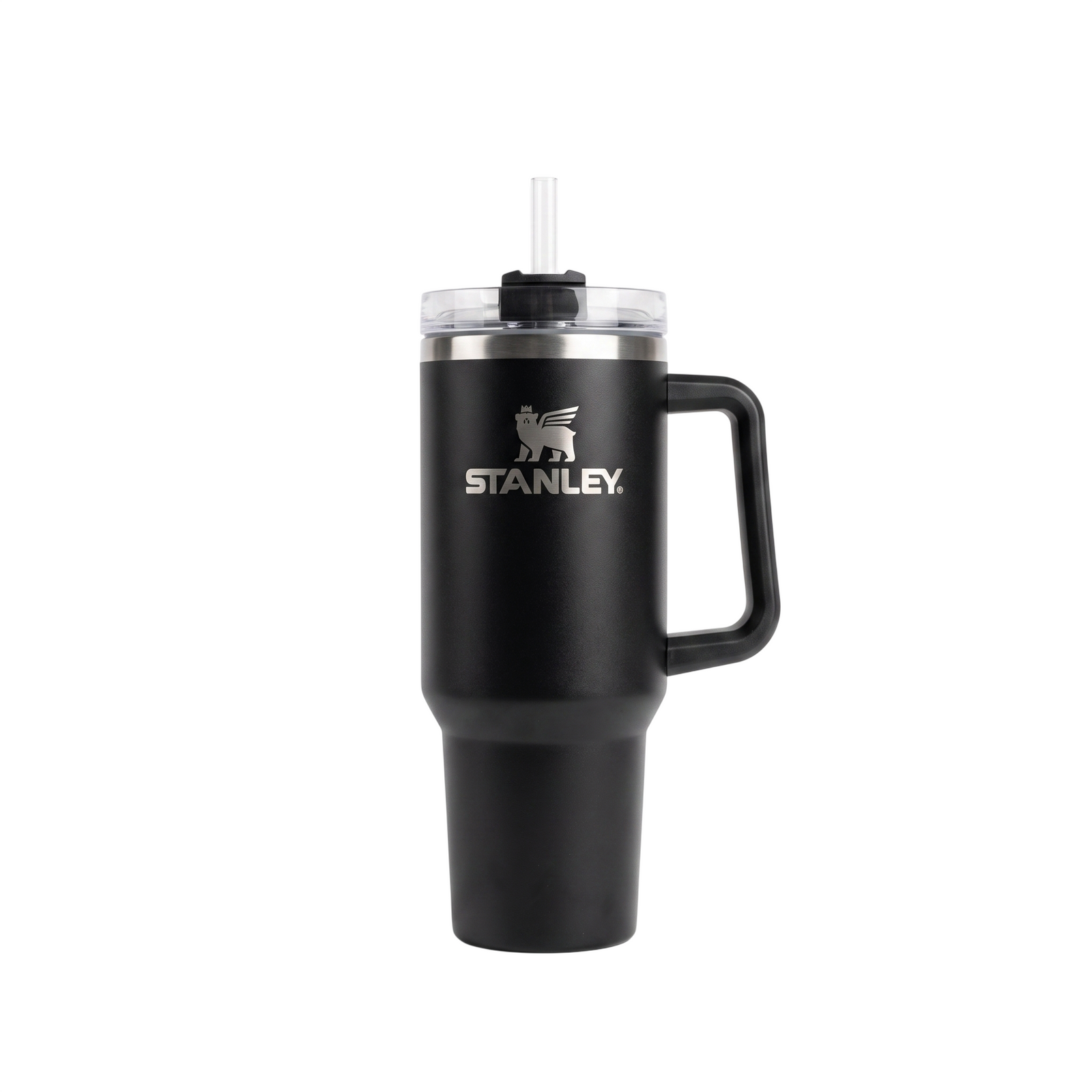 Matte Black Travel Tumbler Mug with Straw